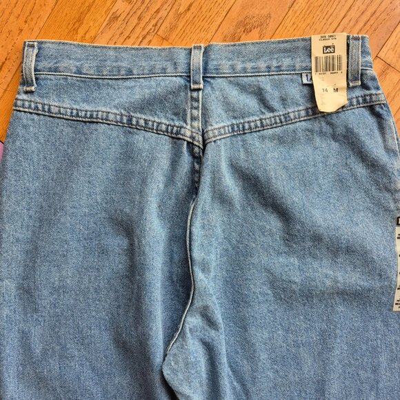 Vintage Lee Pleated Jeans Medium Blue Denim High Rise Mom USA Made 14 - Picture 12 of 15